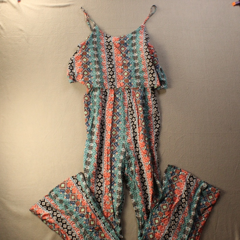Rue21 Womens Boho Sleeveless Jumpsuit Wide Leg Flowy Festival Tribal Print L